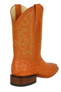 Men's Los Altos Ostrich Skin Wide Square Toe Boots - B