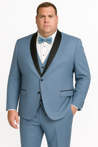 Dusty Blue Suit Color Tuxedo Shawl Collar Vested 3PC Mens Suit Slim Fit Jacket + Pants + Vest