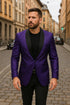 Mens Purple Paisley Pattern Blazer Jacket – Satin Finish