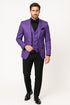 Men’s Purple Paisley Tuxedo Suit – 3 Piece Formal Set with Vest and Bow Tie