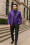 Men’s Purple Paisley Tuxedo Suit – 3 Piece Formal Set with Vest and Bow Tie