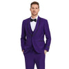 New Tazio Birdseye Textured Black Purple Tuxedo | Shawl Collar Satin Trim 3-Piece