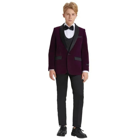 5pc Purple Boys Velvet Tuxedo Bowtie by Tazio