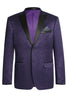 Mens Two Button Peak Lapel Paisley Prom Purple Tuxedo Blazer