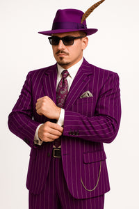 Purple Pinstripe Zoot Suit 3 Piece 1920s/1930s Gangster Outfit (Jacket and Pants and Vest) Vintage Fashion