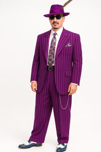 Purple Pinstripe Zoot Suit 3 Piece 1920s/1930s Gangster Outfit (Jacket and Pants and Vest) Vintage Fashion