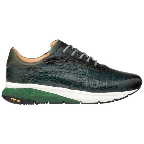 Men's Quevedo Forest/Green Genuine Crocodile Exotic Sneaker By Mezlan Made In Spain Brand