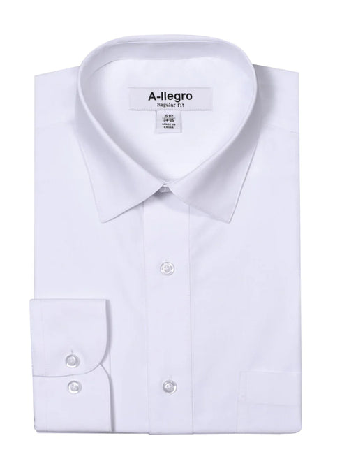 Classic Regular Fit Cotton Convertible Cuff Dress Shirt In White