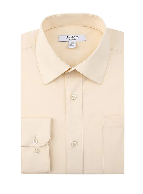 Slim Fit Cotton Convertible Cuff Dress Shirt In Beige