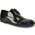 Bravo Mens Classic Patent Textured Tuxedo Oxford Lace Up Dress Shoe in Black
