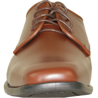 Bravo Mens Modern Pointy Square Toe Oxford Dress Shoe in Cognac