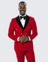 Red Double Breasted Tuxedo with Velvet Peak Lapel - Wedding - Prom Red Tuxedos for Prom