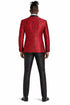 Men's One Button Slim Fit Shiny Paisely Floral Vested Prom Tuxedo In Red