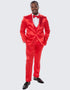 Red Satin Tuxedo Four Piece Set Slim Fit - Wedding - Prom