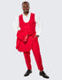 Red Skinny Fit Suit Three Piece Set with Double Breasted Vest - Wedding - Prom