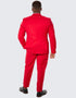 Red Skinny Fit Suit Three Piece Set with Double Breasted Vest - Wedding - Prom