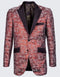 Red Textured Tuxedo Jacket 2 Button Slim Fit with Satin Peak Lapel- Wedding - Prom