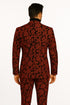Mens Red and Black Floral Brocade Tuxedo Suit – Two Piece Slim Fit Set