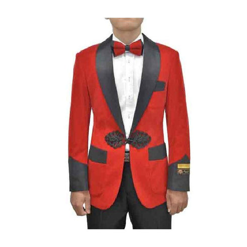 Red Black Alberto Nardoni One Button Shawl Lapel Tuxedo