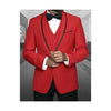 Red One Button Blazer Shawl Lapel Trim Sport Coat