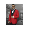 Red Shawl Collar Black Lapel One Button Dinner Jacket