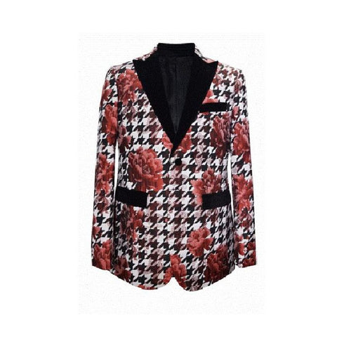 Red White Mens Blazer Sport Coat Bow Tie Jacket