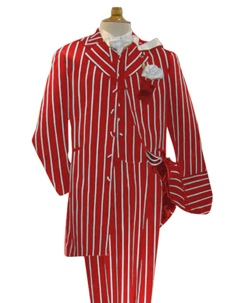 Red and White Pinstripe Gangster 1920s Pinstripe Suit - Mens Fashion Suit