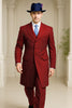 Mens Red Pinstripe Suit – Classic Long Coat Style with White Stripes