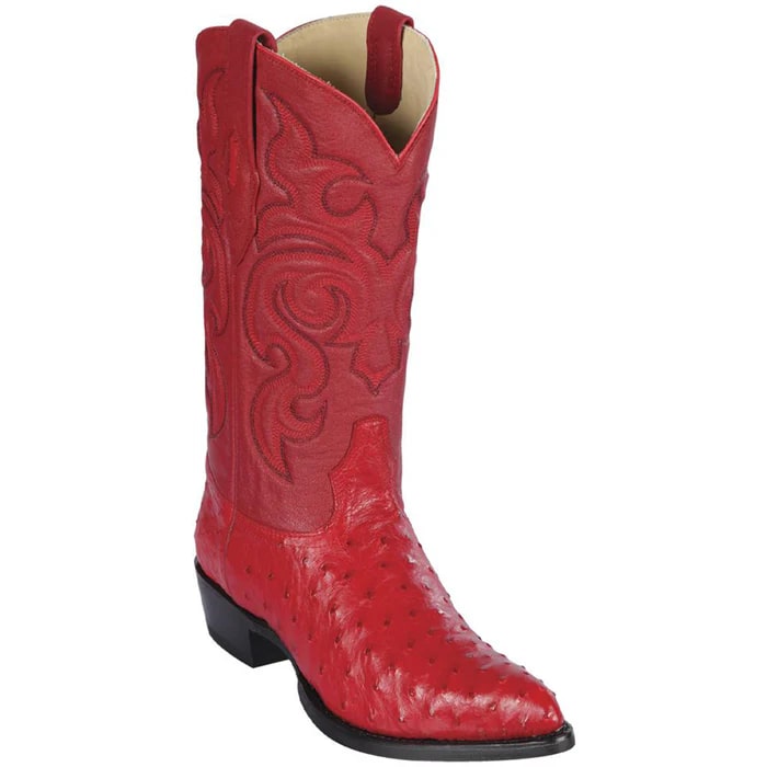 Los Altos Boots - Mens Dress Cowboy Boot - Low Priced Western Ostrich Leather Boots- in Burgundy main image 0