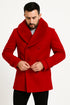 Mens Double Breasted Red Overcoat with Bold Red Faux Fur Collar – Alberto Nardoni Luxury Winter Coat