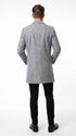 Men’s Light Grey Fitted Wool Peacoat – Modern Slim Cut Single-Breasted Coat