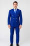 Mens Royal Blue Double-Breasted Suit with Gold Buttons – Slim Fit Formal 2-Piece Set
