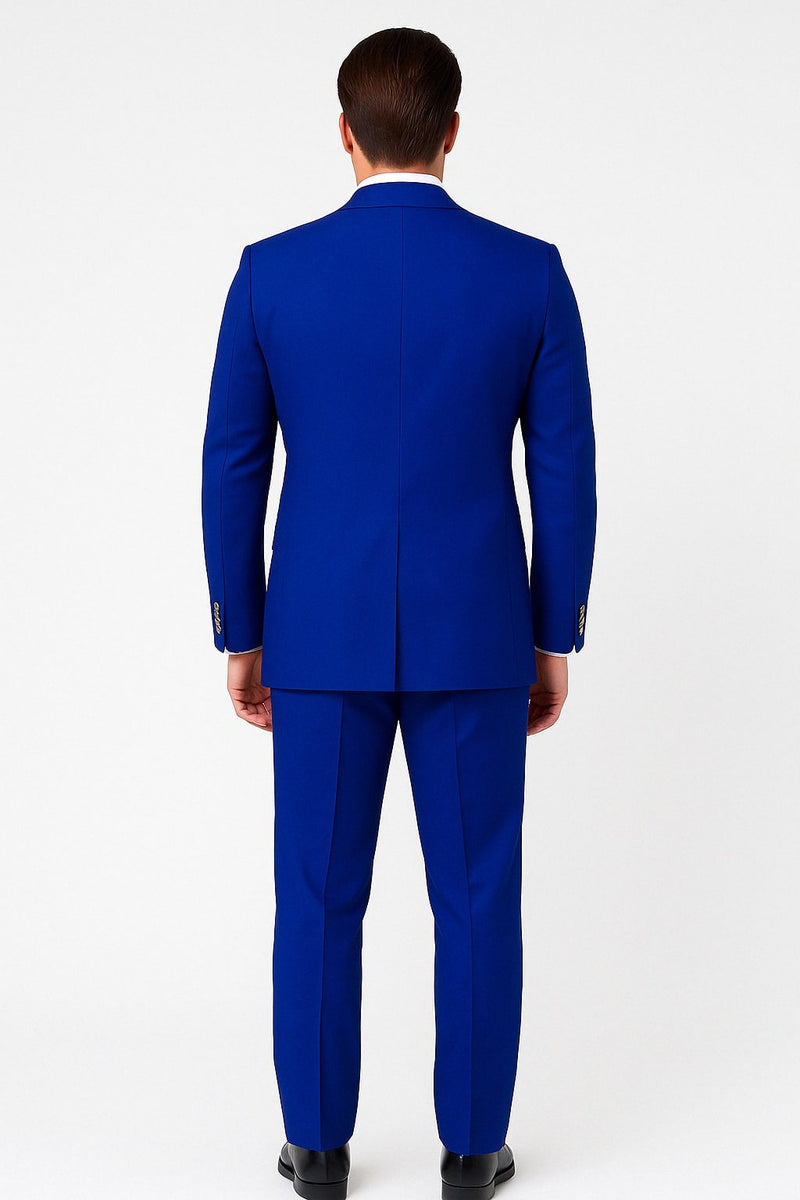 royal blue dress suit Mens Royal Blue Double-Breasted Suit with Gold Buttons – Slim Fit Form –  OvercoatUSA