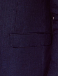 Mens Linen Suit For Beach Wedding - Summer Suit in Royal Blue Herringbone