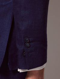 Mens Linen Suit For Beach Wedding - Summer Suit in Royal Blue Herringbone