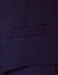 Mens Linen Suit For Beach Wedding - Summer Suit in Royal Blue Herringbone