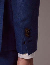 Mens Linen Suit For Beach Wedding - Summer Slim Suit in Royal Blue