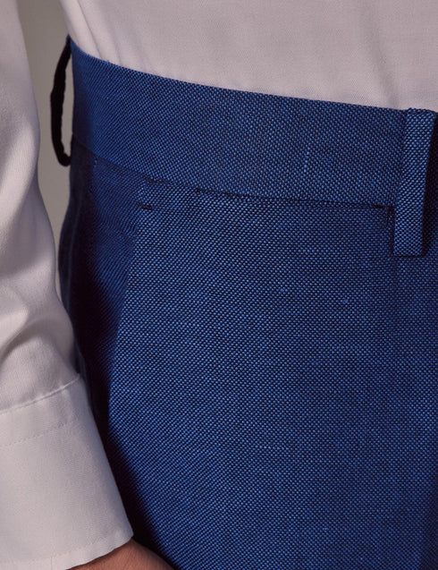 Mens Linen Suit For Beach Wedding - Summer Slim Suit in Royal Blue