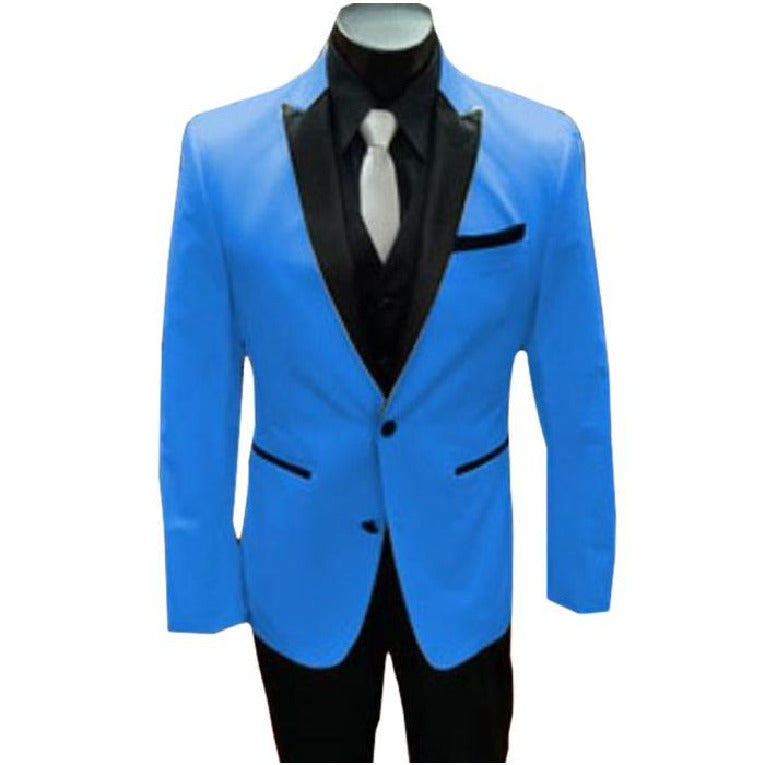Reg:$995 Alberto Nardoni Brand Peak Lapel Tuxedo Black Tuxedo Fabric Super 150'S Flat Front Pants Peak Lapel Tuxedo Suit - Wide Lapel Tuxedo main image 0