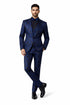 Mens Prom Tuxedo Paisley Suit - Wedding Floral Suit- Midnight - Royal - Navy Blue Wedding Jacket + Vest + Pants