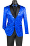 Mens Royal Blue Tuxedo - Mens Slim fit Silky Jacquard Tonal Paisley Print Prom Royal Blue Blazer