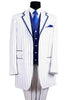 Mens Three Button Vested Barbershop Royal Blue With White Pinstripes
