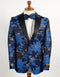 Mens 2 Button Royal Blue and Gold Foil Paisley Tuxedo Blazer
