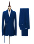 Latest Royal Blue Men's Casual Suit Online Peak Lapel Buckle Button Groomsmen Suit