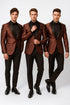 Mens Rust Copper Brick Color Paisley Tuxedo Jacket  Dinner and Wedding Blazer With Black Pants Matching Bowtie
