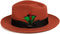 Gangster 100% Austrailian Wool Crushable Mens Fedora Hat - Removable Feather Gangster Rust Mens Fedora Hat