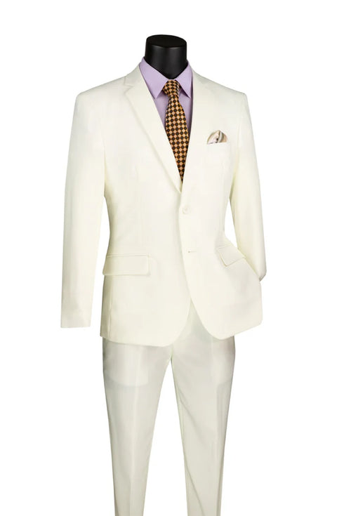 Ivory Slim Fit Men's 2 Piece Business Suit 2 Button