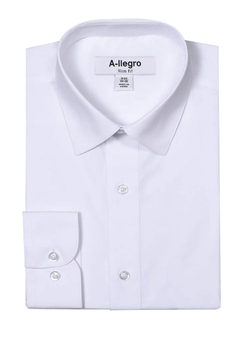 Slim Fit Cotton Convertible Cuff Dress Shirt In White