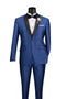 Slim Fit Shiny Sharkskin Men's 2 Piece Suit in Navy