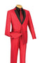 (40S, 42L) Red Slim Fit Shiny Sharkskin Suit